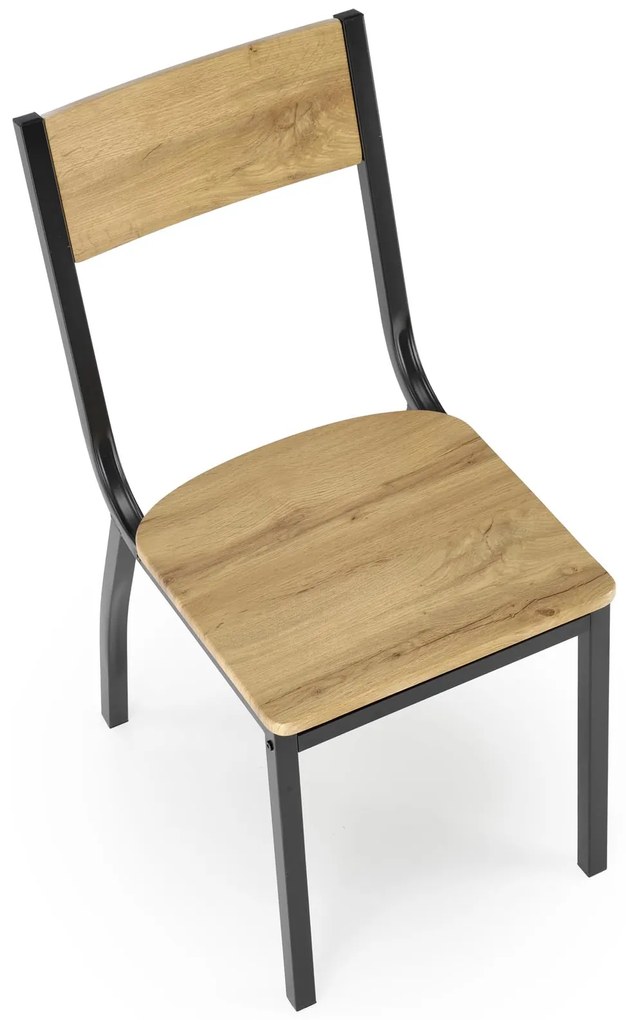 Zestaw drewniany stół + 4 krzesła, komplet naturalny / czarny MILTON