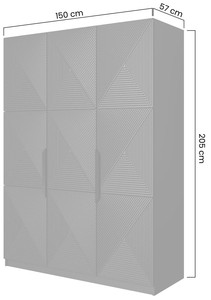Szafa Asha 150 cm z metalowymi uchwytami - czarny mat / czarne uchwyty