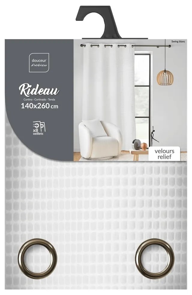 Biała aksamitna zasłona 140x260 cm Swing – douceur d'intérieur