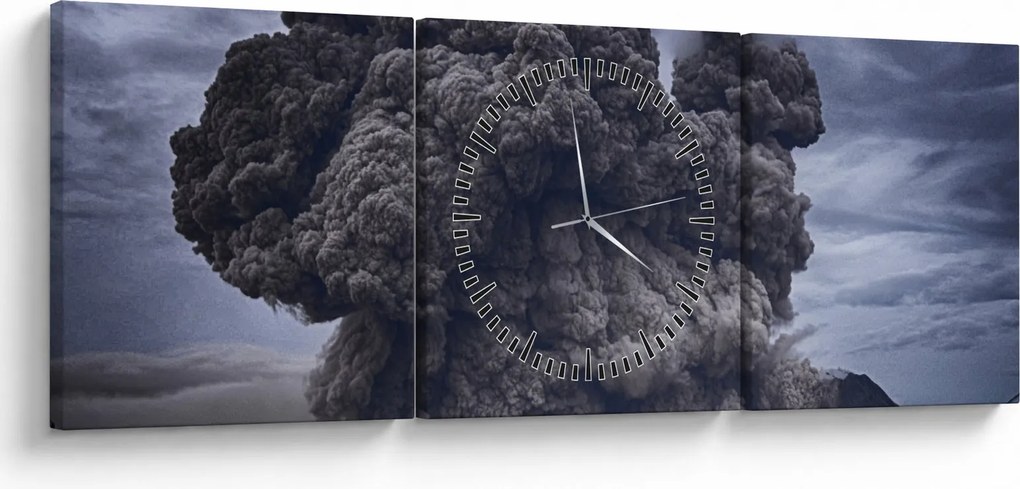 Obraz - Erupcja wulkanu (z zegarem) (90x30 cm)