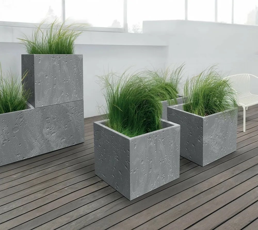 Doniczka SIERRA SQUARE BETON EFFECT 28,8 cm, szary, S