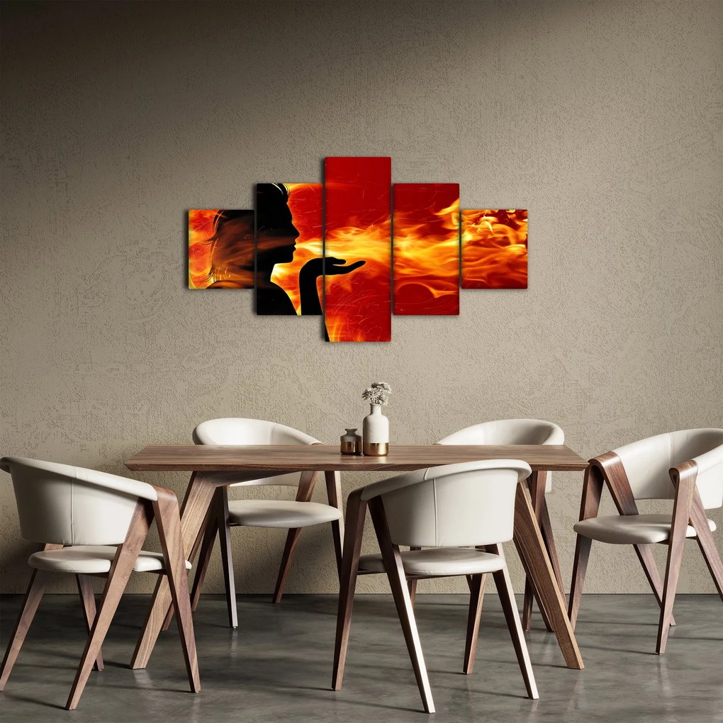 Obraz kobiety z płomieniami (125x70 cm)