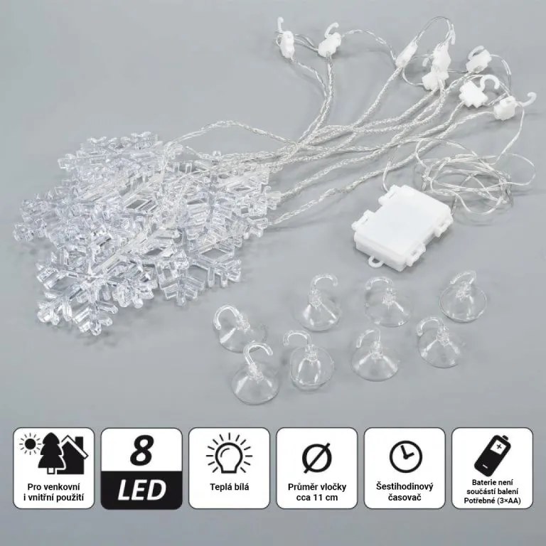 Komplet kurtyn świetlnych, 8 LED, ciepła biel, 2 szt