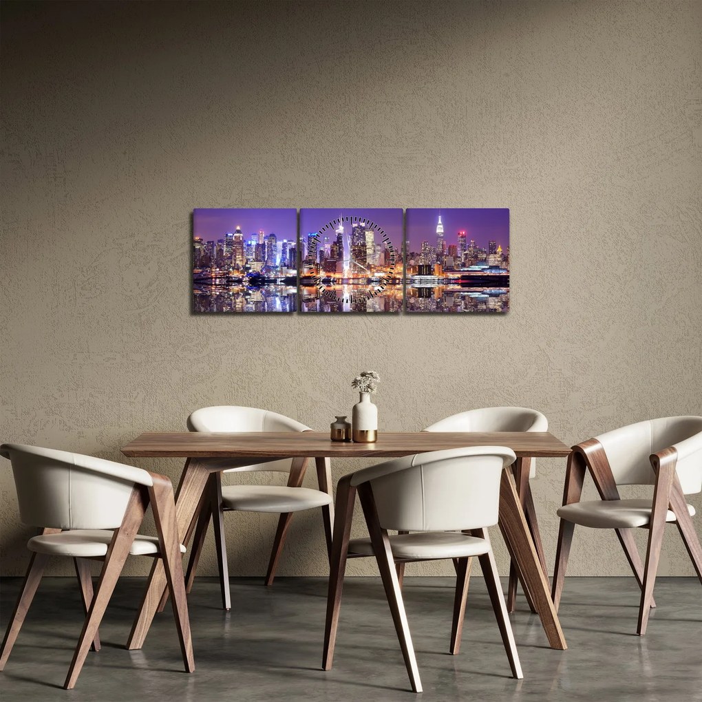 Obraz Manhattanu (z zegarem) (90x30 cm)