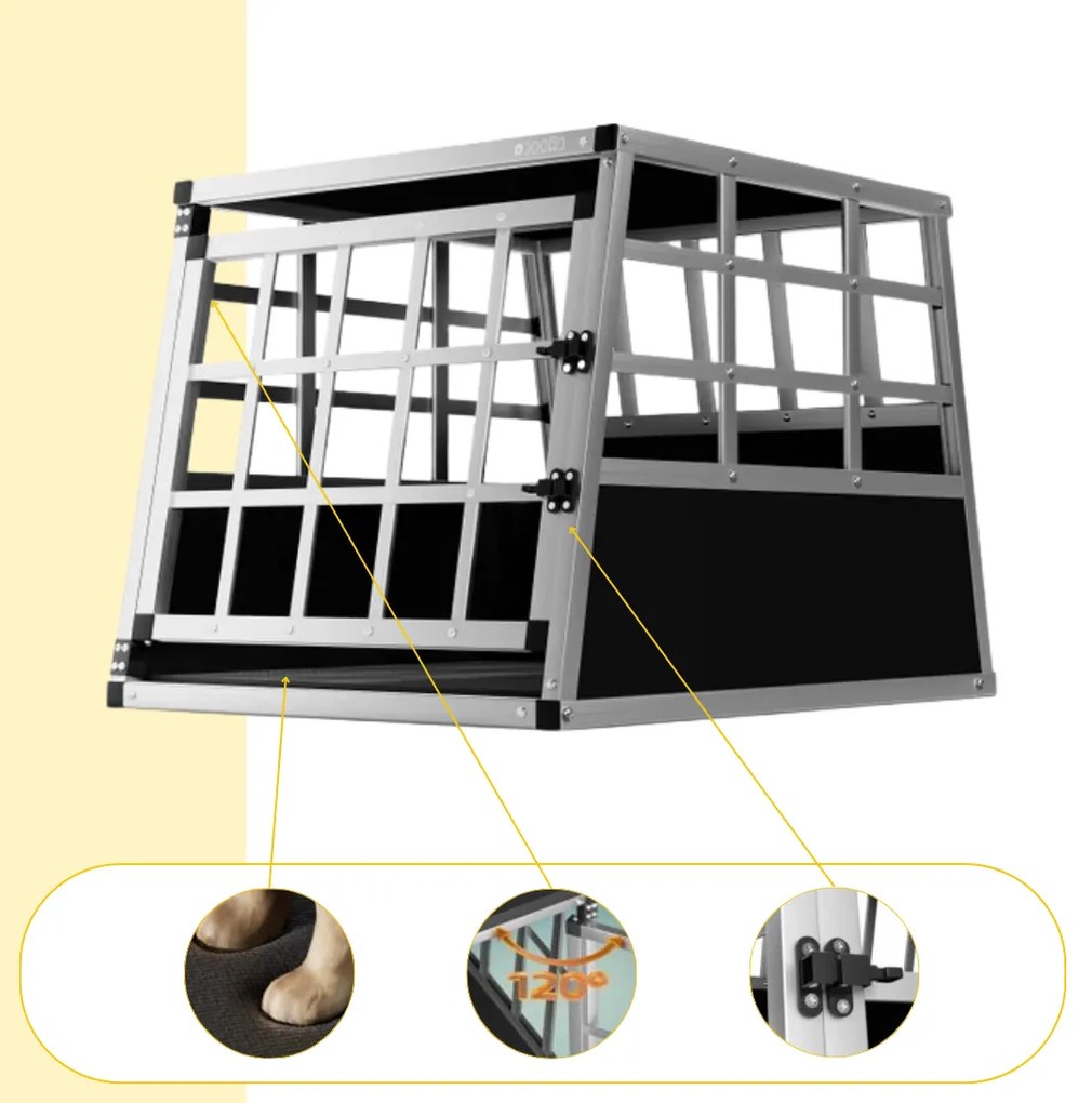 Transporter dla psa BRUNO, 70x54x51cm, srebrna/czarna Cadoca