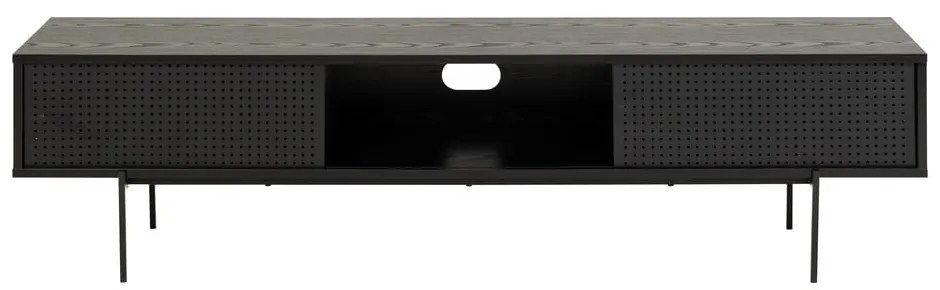 Czarna szafka pod TV w dekorze jesionu 180x44,5 cm Angus – Actona