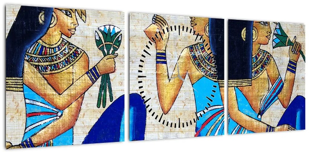 Obraz - Malarstwo egipskie (z zegarem) (90x30 cm)