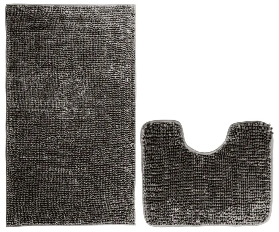 Ciemnoszare dywaniki łazienkowe do WC zestaw 2 szt. 80x50 cm Bati – Restilo