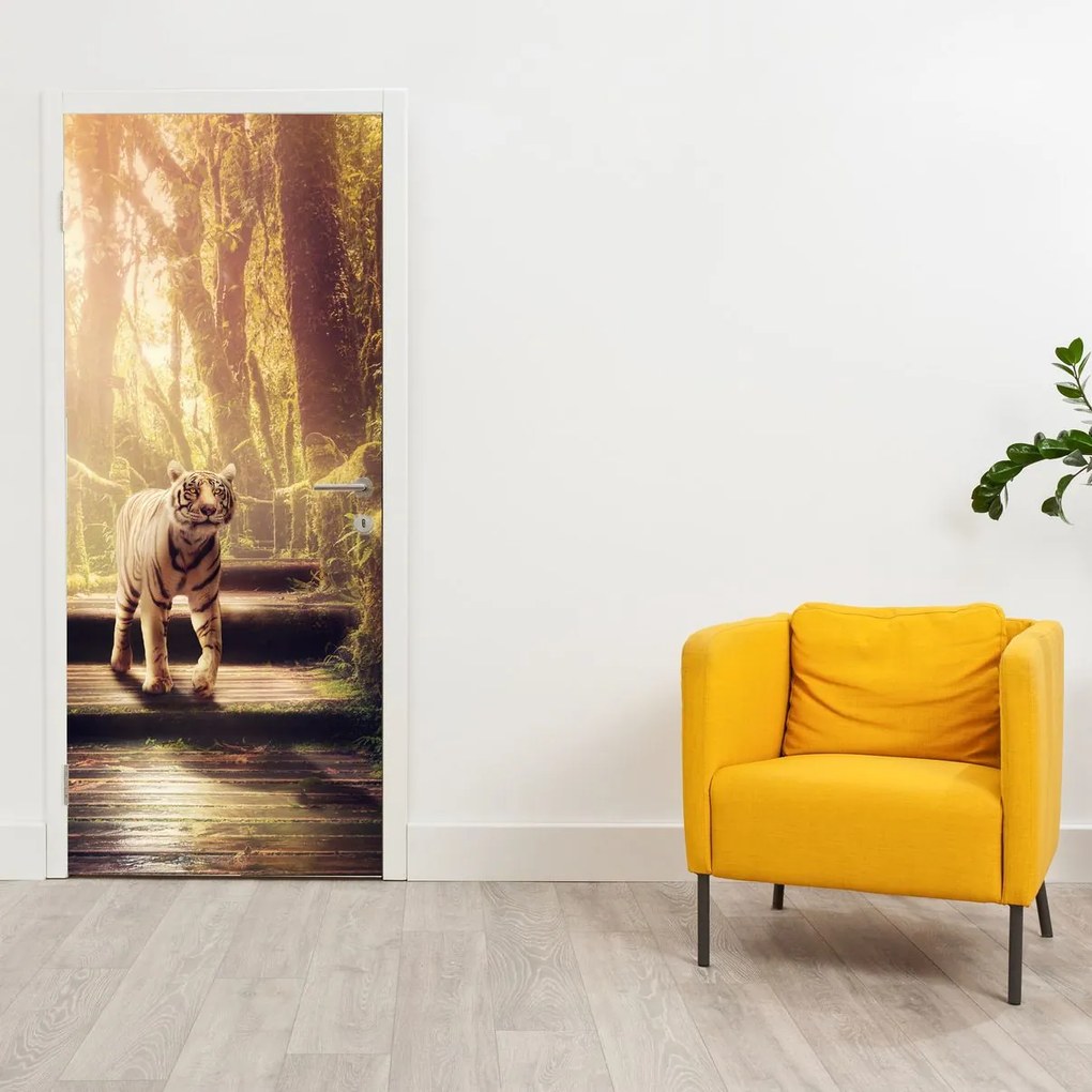 Fototapeta na drzwi - Tygrys w dżungli (95x205cm)
