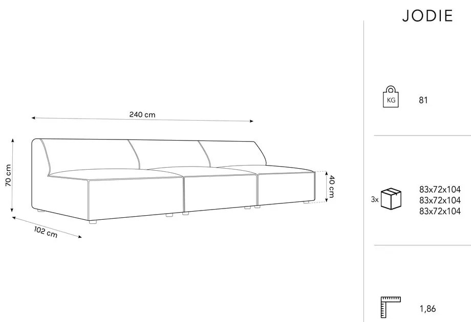 Ciemnoniebieska aksamitna sofa 240 cm Jodie – Micadoni Home