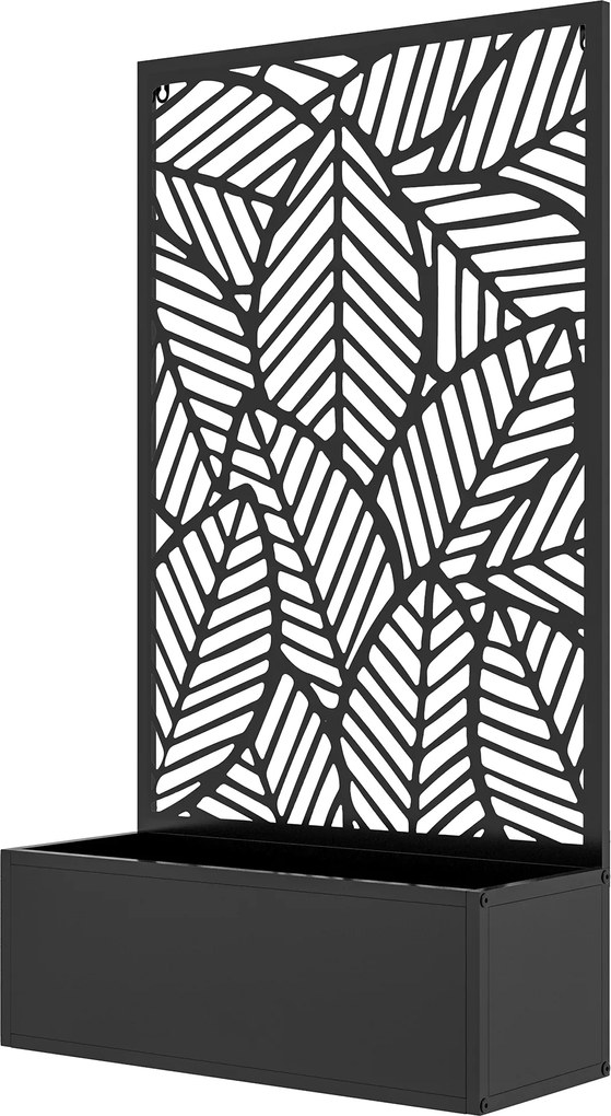 Outsunny Parawan z grządką na zewnątrz, parawan ogrodowy, ścianka działowa z donicą, metal, czarny | Aosom PL