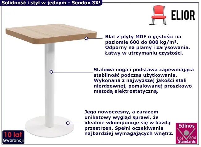 Drewniany barowy stolik na białej nodze - Piogi 3X