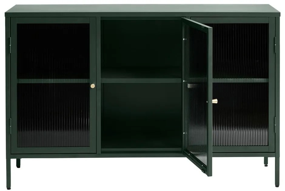 Zielona metalowa witryna Unique Furniture Bronco, wys. 85 cm