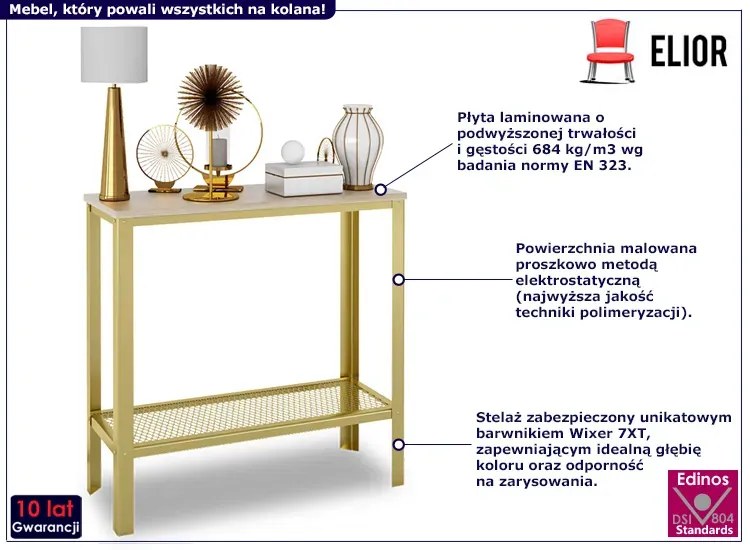 Nowoczesna konsola z metalowym stelażem złoty + dąb sonoma H8-W68