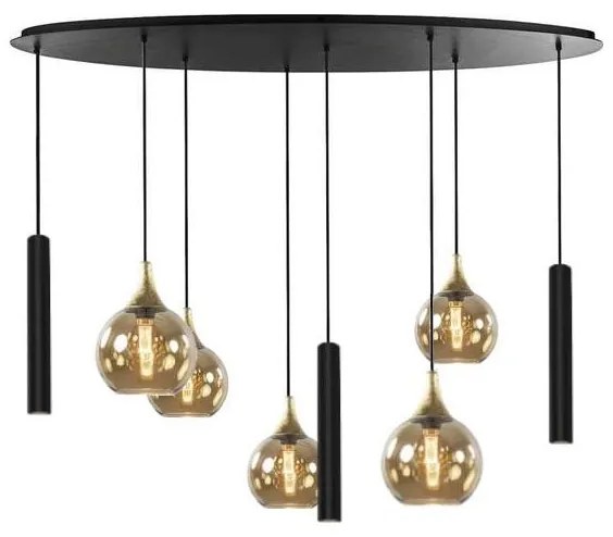 Lampa CALYPSO 3xGU10/60W + 5xE27/60W czarno-złota na lince