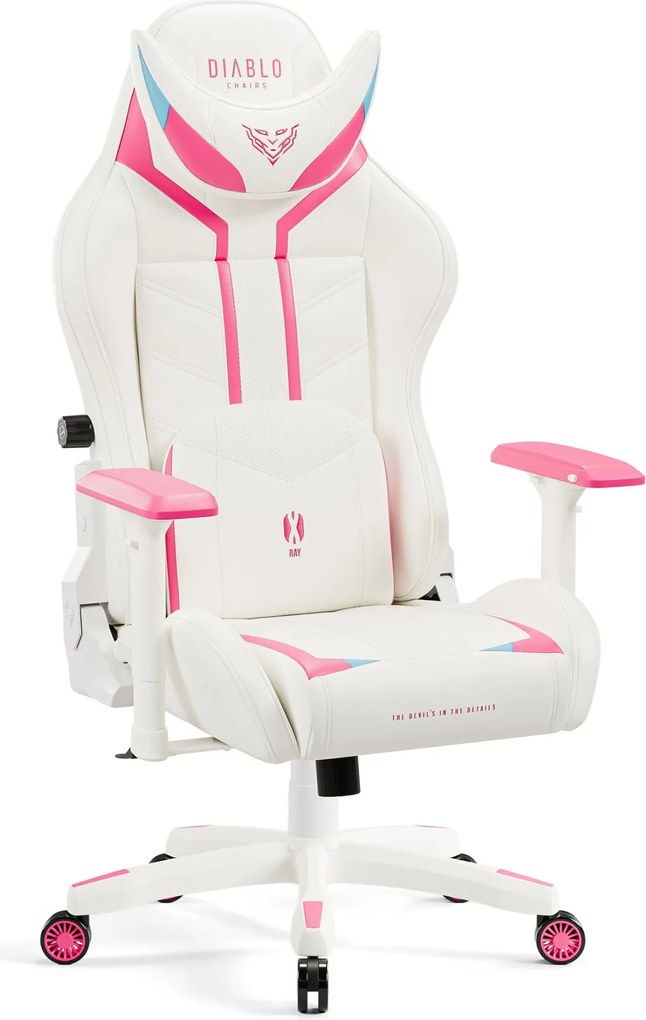 Fotel do grania Diablo X-Ray 2.0 Normal Size, kolor biało-różowy