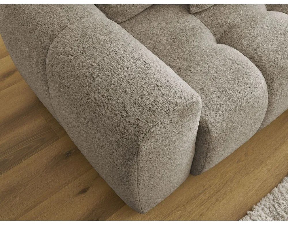 Beżowy rozkładany/ze schowkiem narożnik z tkaniny szenilowej (prawostronny/z szezlongiem) Roxelane – Bobochic Paris