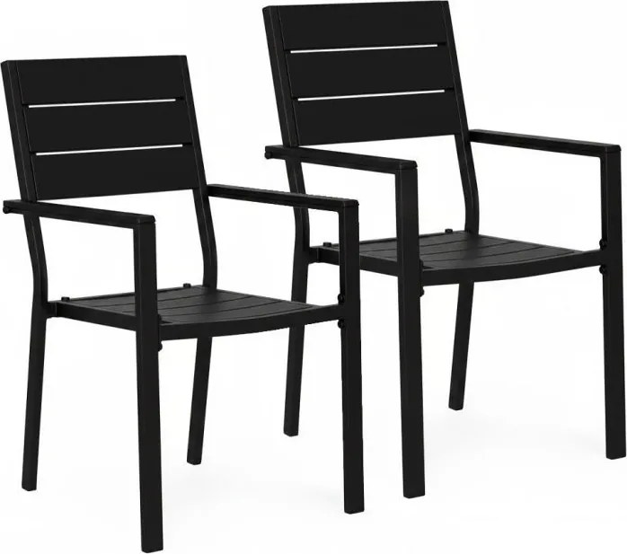 Krzesła ogrodowe Caprila - zestaw 2 szt. na taras i balkon, kolor czarny