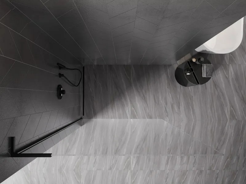 Mexen Kioto-X L ścianka prysznicowa Walk-in 100 x 200 cm, transparent 10 mm, czarna - 800-100-107-70-00-X