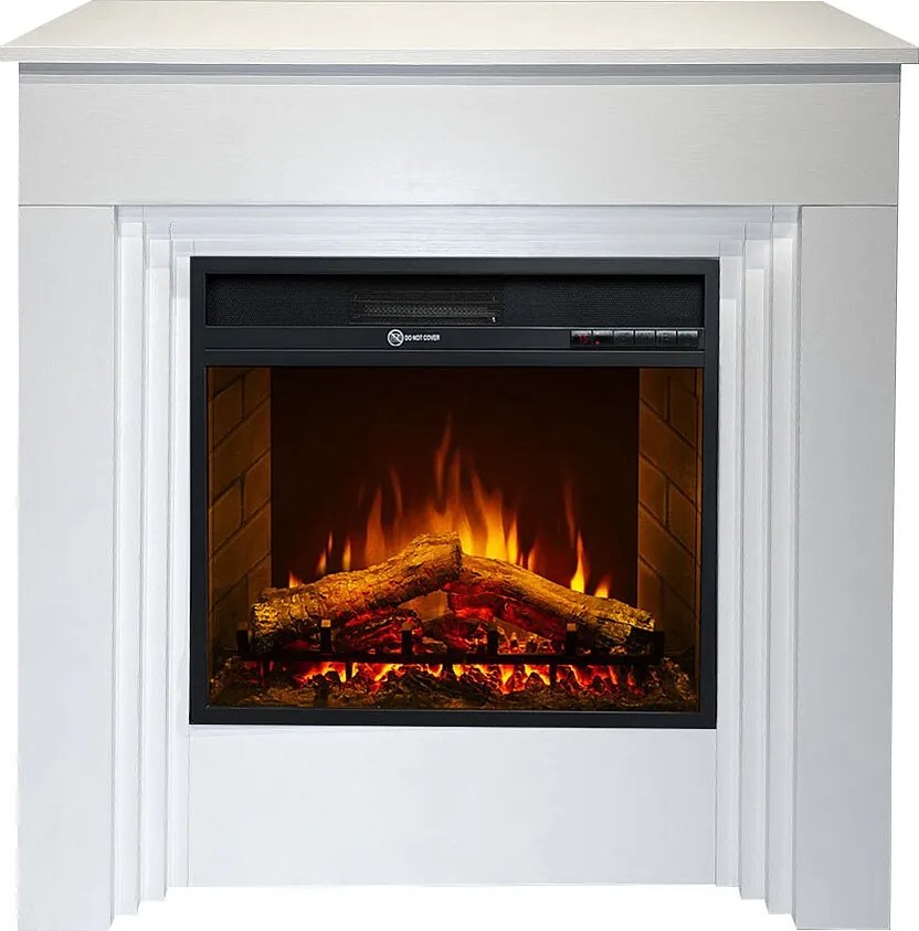 Kominek elektryczny BELLINI, kominek stojący, drewno białe, wyprodukowany we Włoszech, dł. 96 x gł. 35 x wys. 96