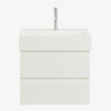 Zestaw Wiszących Mebli Łazienkowych Z Drewna I Forniru Jesionowego Zintegrowany Z Umywalką Ona - Sklum