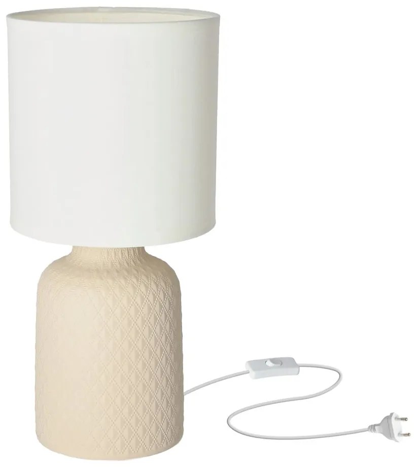 Beżowa lampa stołowa z tekstylnym kloszem (wys. 32 cm) Iner – Candellux Lighting