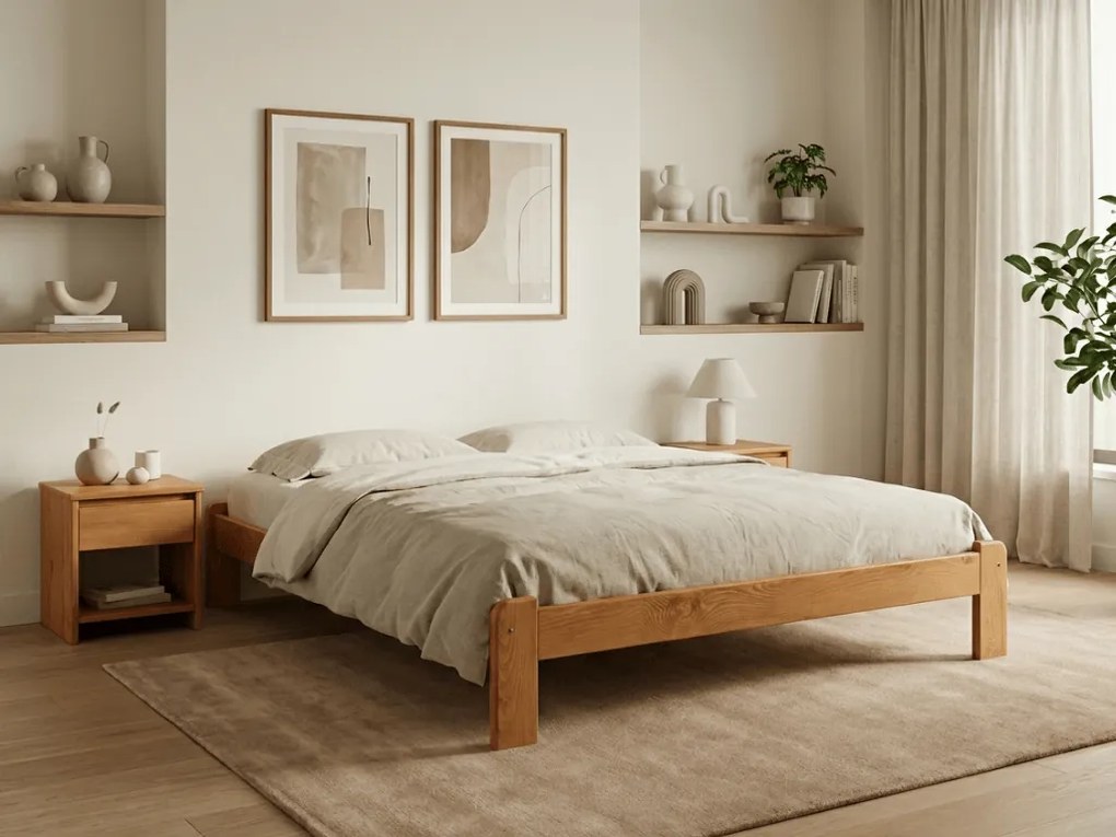 Łóżko ADA 140 x 200 cm, olcha Stelaż: Ze stelażem listwowym rolowanym, Materac: Materac Sommera 18 cm