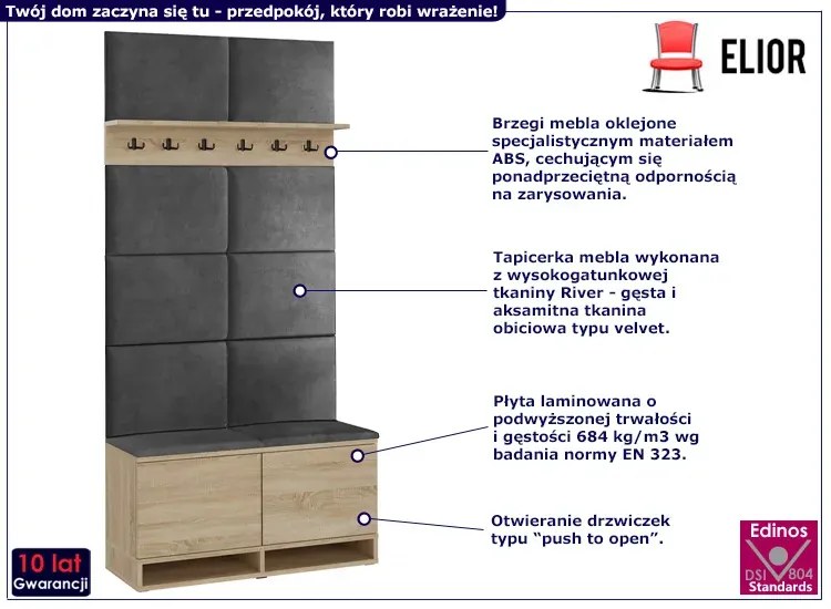 Garderoba do przedpokoju dąb sonoma + szary L9-C12