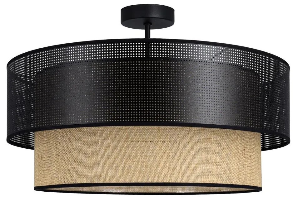 Przysufitowy żyrandol BORHO 1xE27/60W/230V czarny/juta