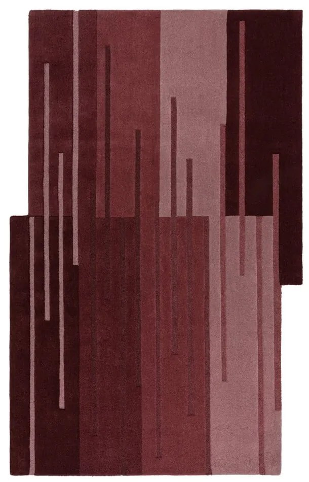 Bordowy wełniany dywan tkany ręcznie 120x180 cm Split Ombre Shaped – Flair Rugs