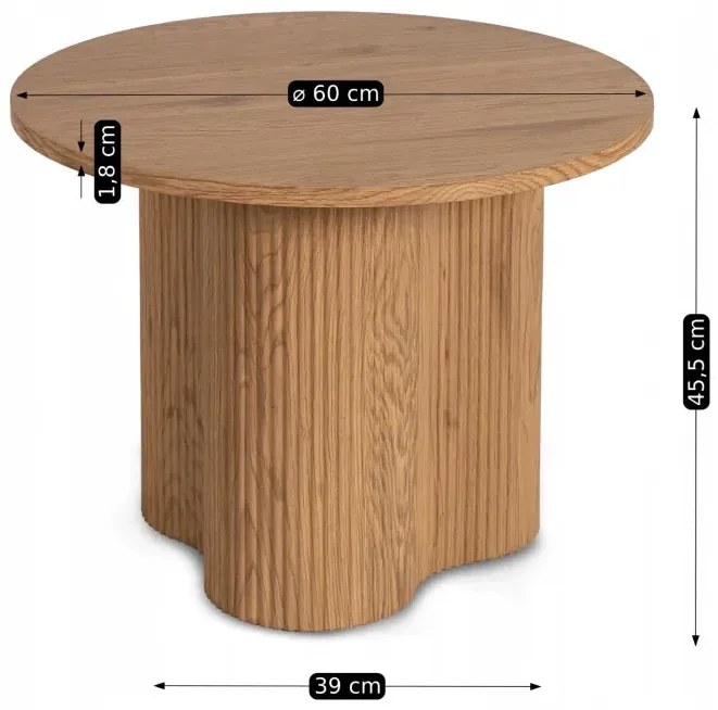 Okrągły designerski stolik kawowy dąb naturalny - Regan