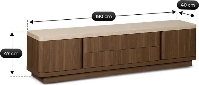 Szafka RTV TIERRA 180 cm Orzech/Trawertyn Japandi