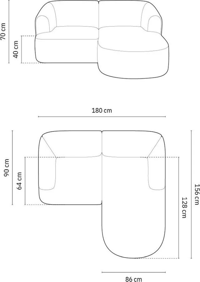 Zielony sztruksowy narożnik (prawostronny/z szezlongiem) Campi – Cosmopolitan Design