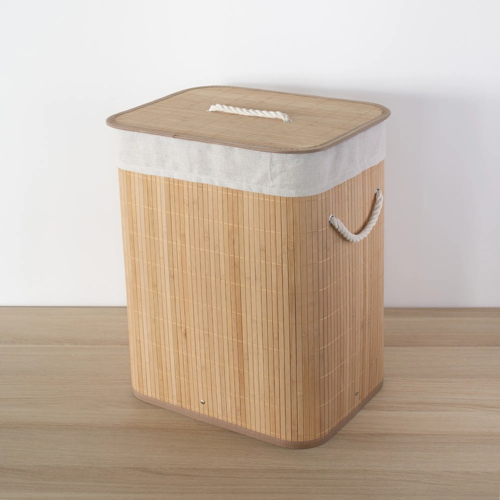 Bambusowy kosz na pranie z wyjmowanym workiem SANA, 60 l