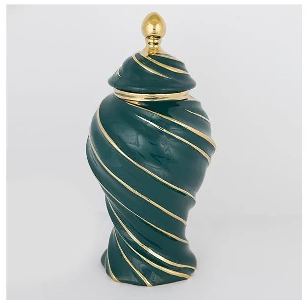 Słoik ceramiczny 41x20 cm złoty/zielony