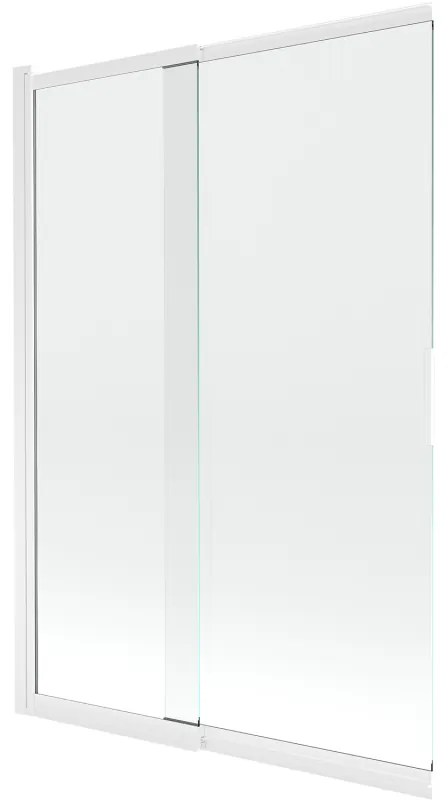 Mexen Fox parawan nawannowy 2-skrzydłowy przesuwny 120 x 150 cm, transparent, biały - 891-120-002-20-00