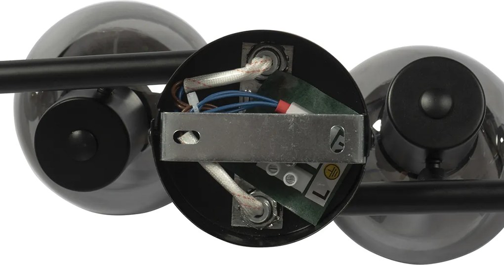 Inteligentny plafon czarny z przydymionym szkłem, w tym 4 WiFi P45 - Vidro