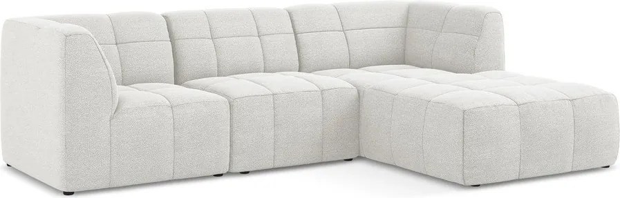 Biały narożnik z materiału bouclé (prawostronny/z szezlongiem) Aloha – Makamii