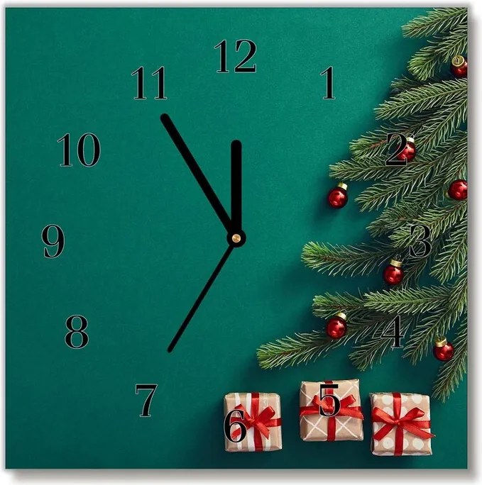 Zegar ścienny Prezenty Choinka Święta Zima