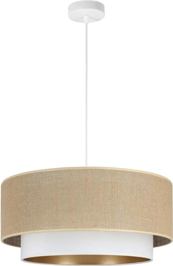 Lampa wisząca na przewodzie SARTA 1xE27/60W/230V śr. 45 cm biały/juta