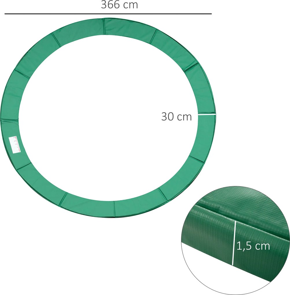 HOMCOM osłona krawędzi trampoliny, siatka zabezpieczająca, plandeka chroniąca, osłona krawędzi: Ø366 cm-Niebieski