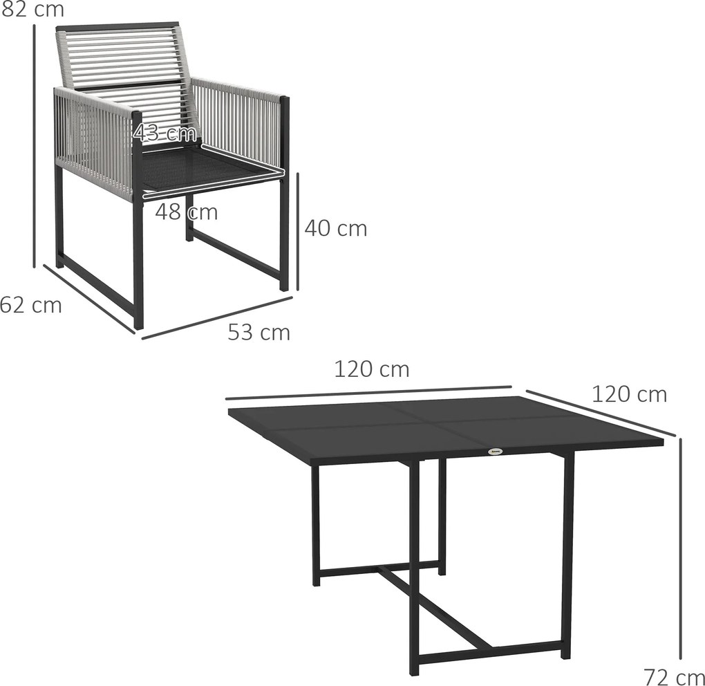 Outsunny Zestaw Mebli Ogrodowych 5-częściowy Jasnoszary+Czarny | Aosom PL