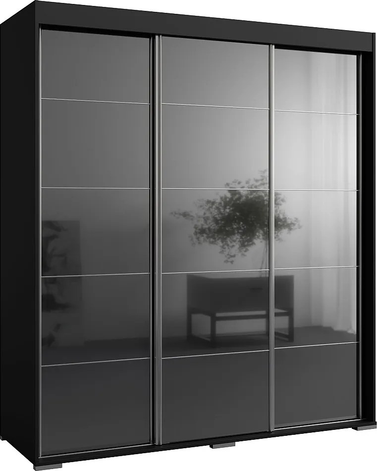 Szafa przeuwna Como 3D 180 Czarna (lacobel)