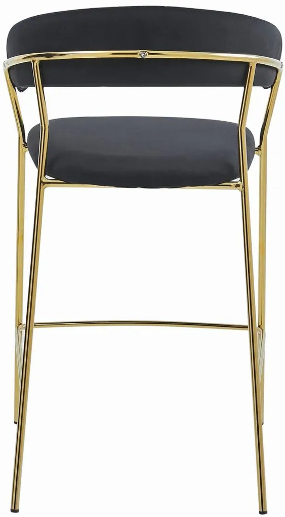 Czarny welurowy hoker glamour z oparciem K6-A86