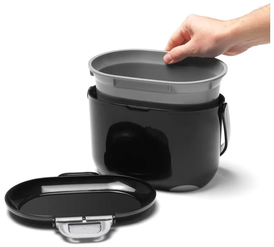 Czarno-szary pojemnik na odpadki organiczne Addis Caddy, 2,5 l