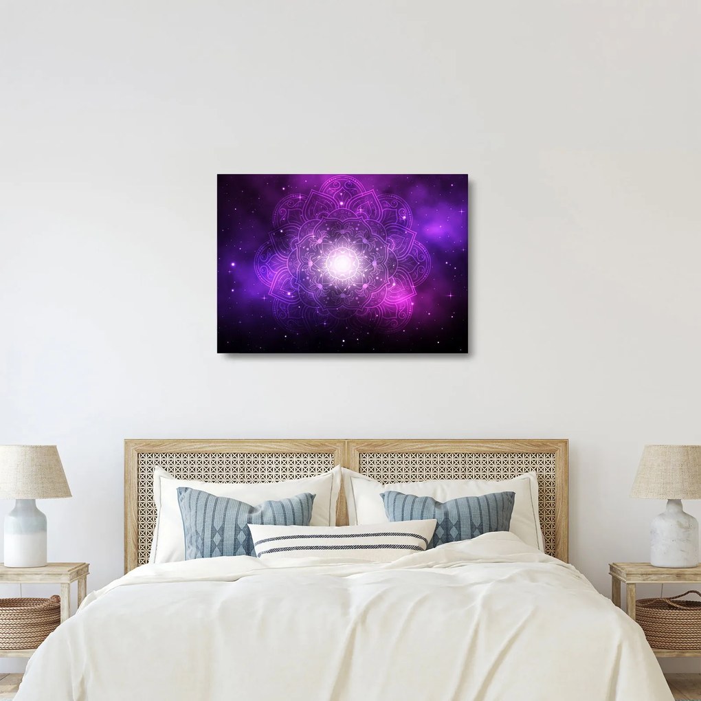 Obraz na szkle fioletowej abstrakcji (70x50 cm)