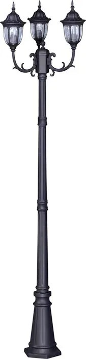 Czarna wysoka stojąca lampa ogrodowa potrójna - S318-Confucio