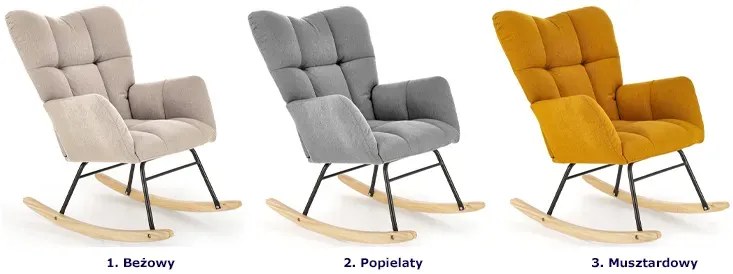 Musztardowy wypoczynkowy fotel bujany Barnet 5X