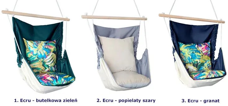 Huśtawka brazylijska z poduszką ecru popielaty szary - Klavo