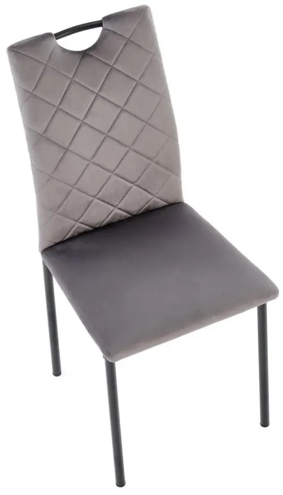 Krzesło tapicerowane K577 VELVET szare/czarne HALMAR